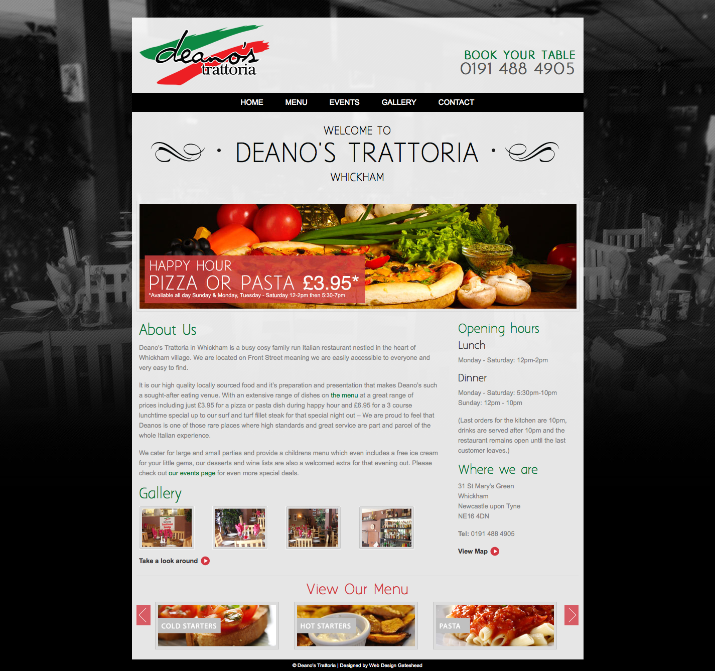 Deano's Trattoria website design